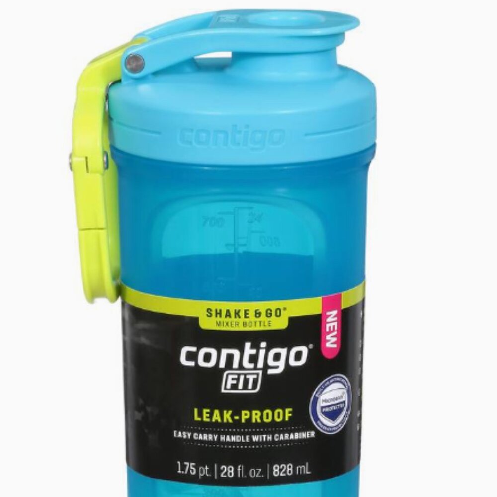 Contigo Blue Raspberry Fit Shake & Go Antimicrobial Mixer Bottle New Never Used